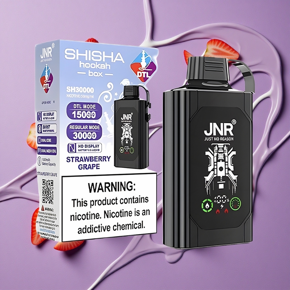 JNR Shisha Hookah Box 20500 Puffs Aardbei Druif Dual Mesh Coil & Type-C Opladen