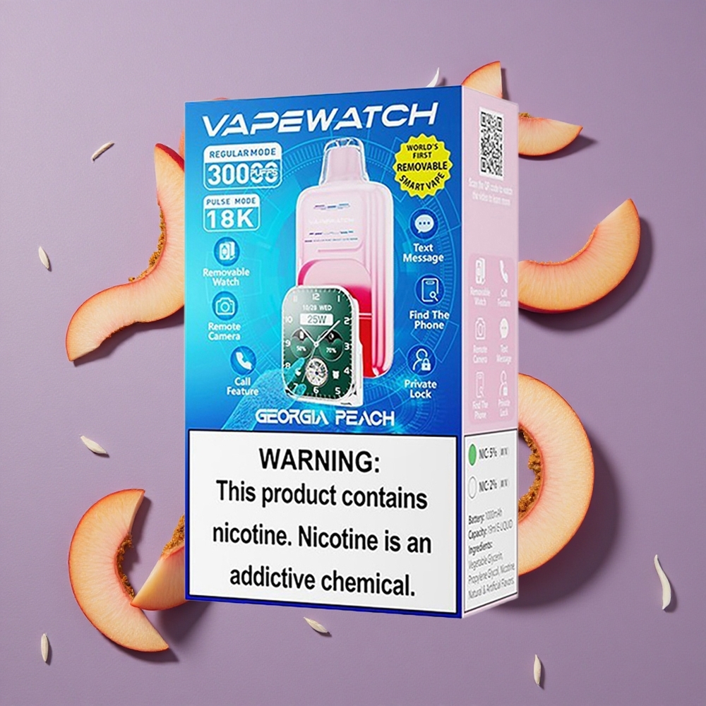 JNR Vape Watch 30000 Puffs 19mL Perziken uit Georgia Dual Mesh Coil