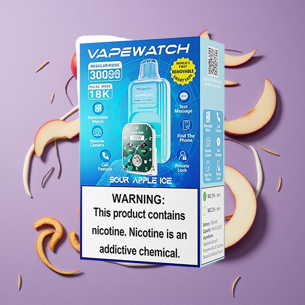 JNR Vape Watch 30000 Puffs 19mL Zuur Appel IJs Dual Mesh Coil