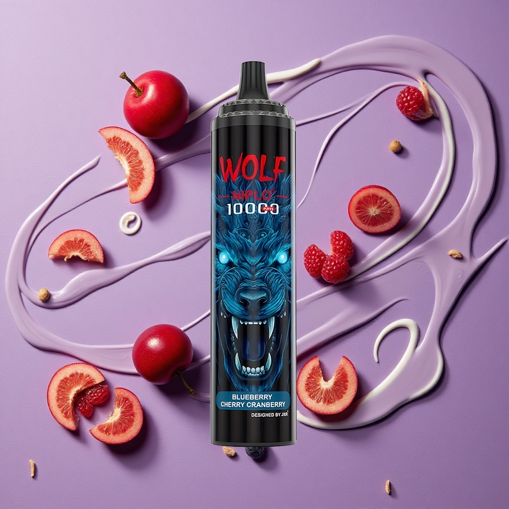 JNR Wolf Niplo 10000 Puffs Blauwe Bes Kers Veenbes met 20ml Vloeistof en Type-C Opladen