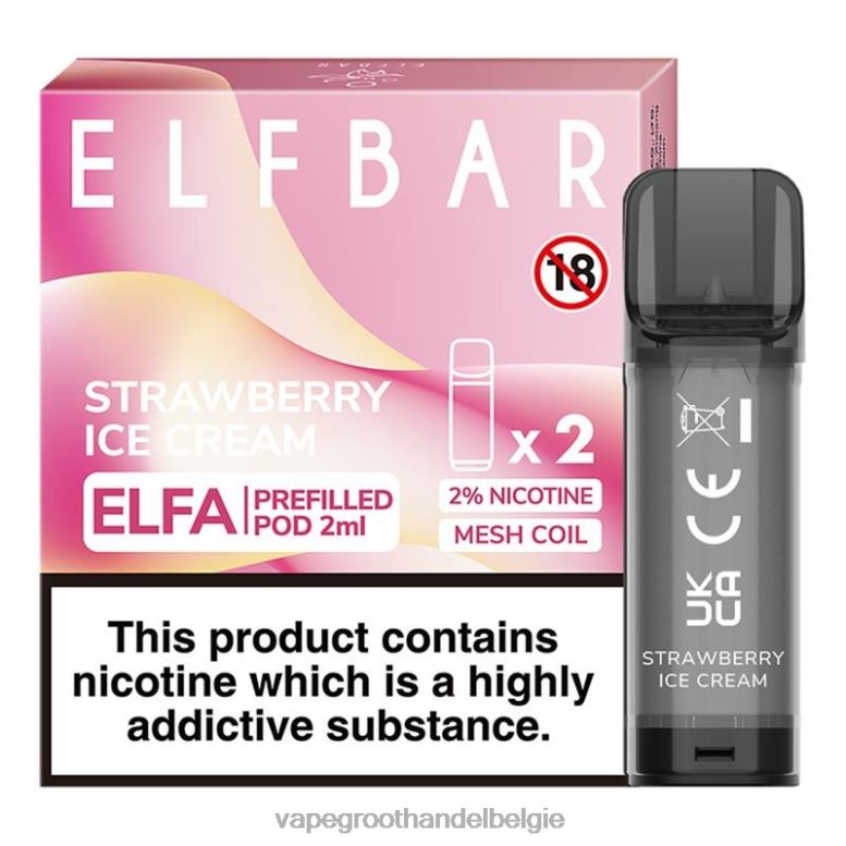 aardbeienijs - vape groothandel inkoop 0284V324 ELFBAR Elfa voorgevulde capsule - 2 ml - 20 mg (2 stuks)