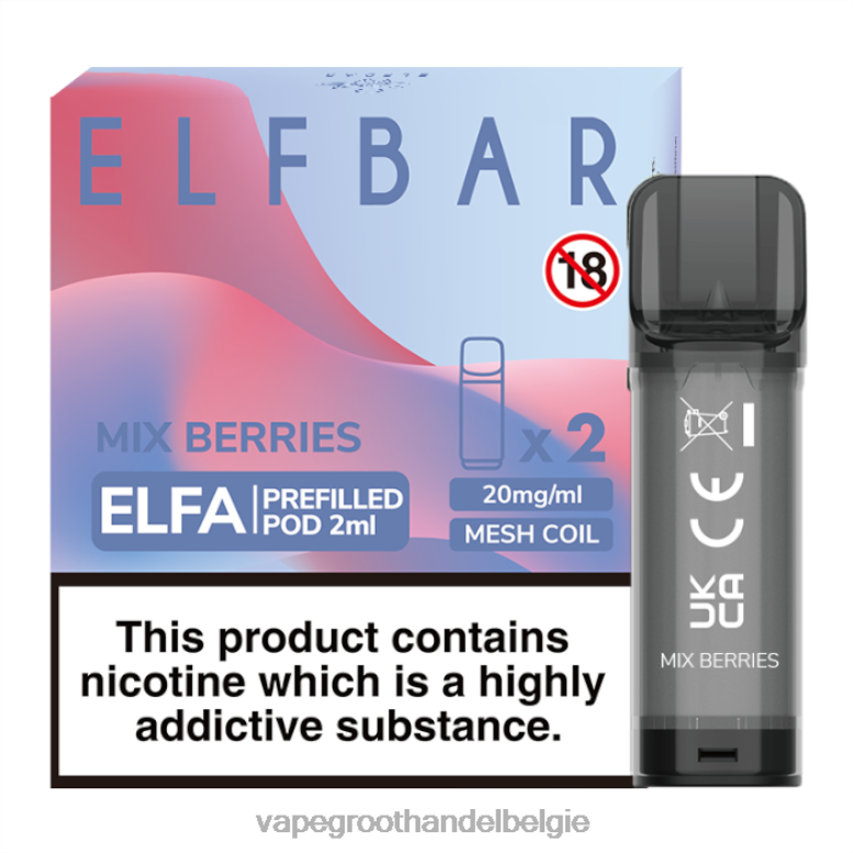 bessen mengen - elektronische sigaret zonder nicotine 0284V339 ELFBAR Elfa voorgevulde capsule - 2 ml - 20 mg (2 stuks)