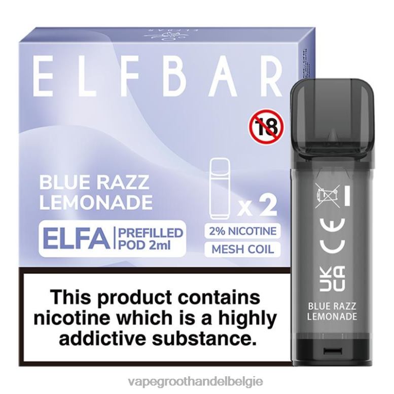 blauwe razz-limonade - elektronische sigaret wegwerp 0284V327 ELFBAR Elfa voorgevulde capsule - 2 ml - 20 mg (2 stuks)