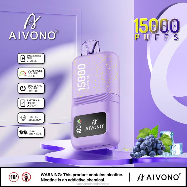 Elektronische Sigaret Zonder Nicotine - Aivono AIM magic 15000 druiven ijs V24460