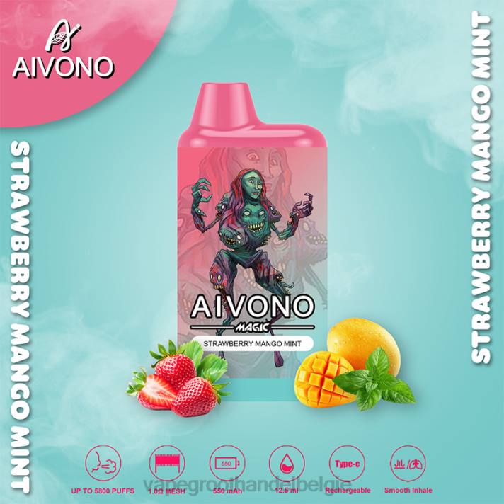 Crystal Vape Groothandel Belgie - Aivono AIM MAGIC 5800 monddoossigaret aardbei-mango munt V24497