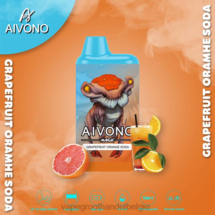 Dampen Belgie - Aivono AIM MAGIC 5800 monddoossigaret grapefruit-sinaasappel frisdrank V244101
