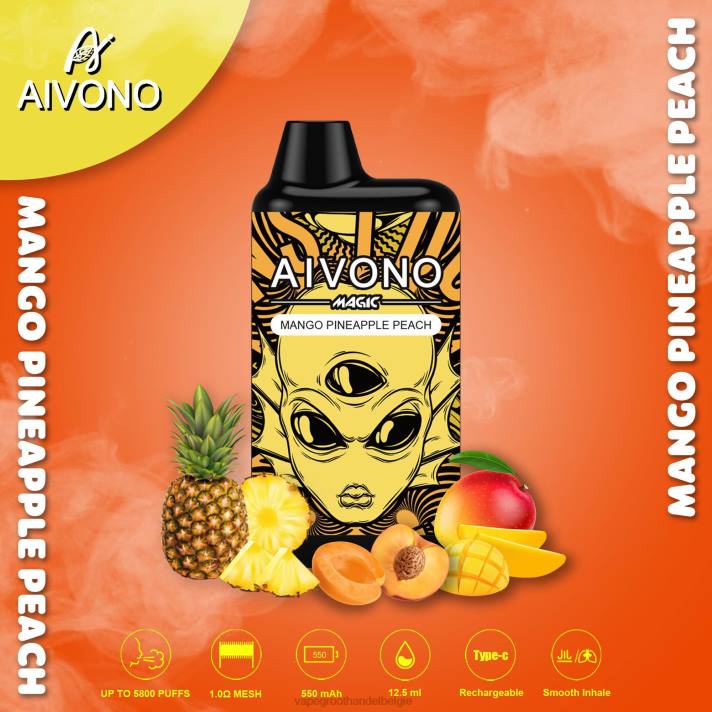 Elektronische Sigaret Wegwerp - Aivono AIM MAGIC 5800 monddoossigaret mango ananas perzik V24488