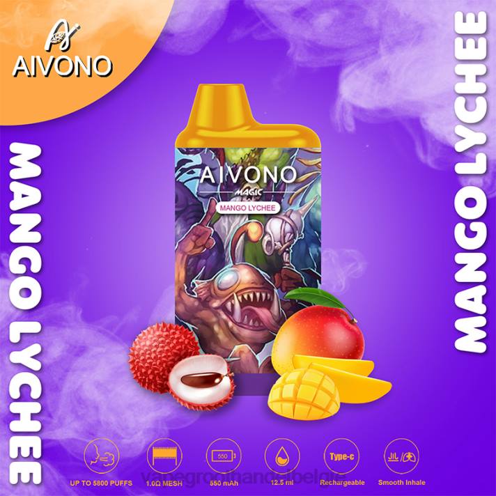 Elektronische Sigaret Wegwerp - Aivono AIM MAGIC 5800 monddoossigaret mango-lychee V24498