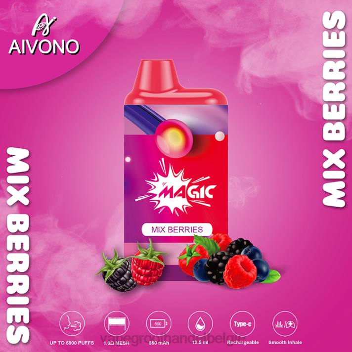 Elektronische Sigaret Zonder Nicotine - Aivono AIM MAGIC 5800 monddoossigaret bessen mengen V244100