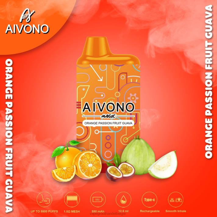 Elektronische Sigaret Zonder Nicotine - Aivono AIM MAGIC 5800 monddoossigaret sinaasappel-passievrucht-guave V24490