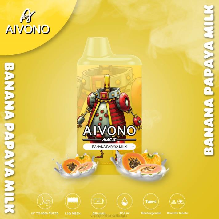 Vape Groothandel België - Aivono AIM MAGIC 5800 monddoossigaret bananenpapajamelk V24494