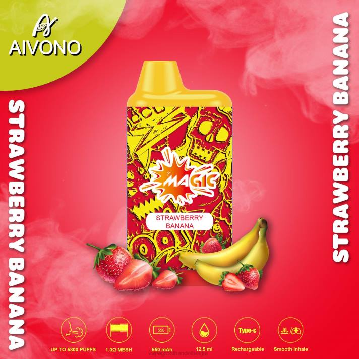 Vape Groothandel Inkoop - Aivono AIM MAGIC 5800 monddoossigaret aardbei banaan V24493