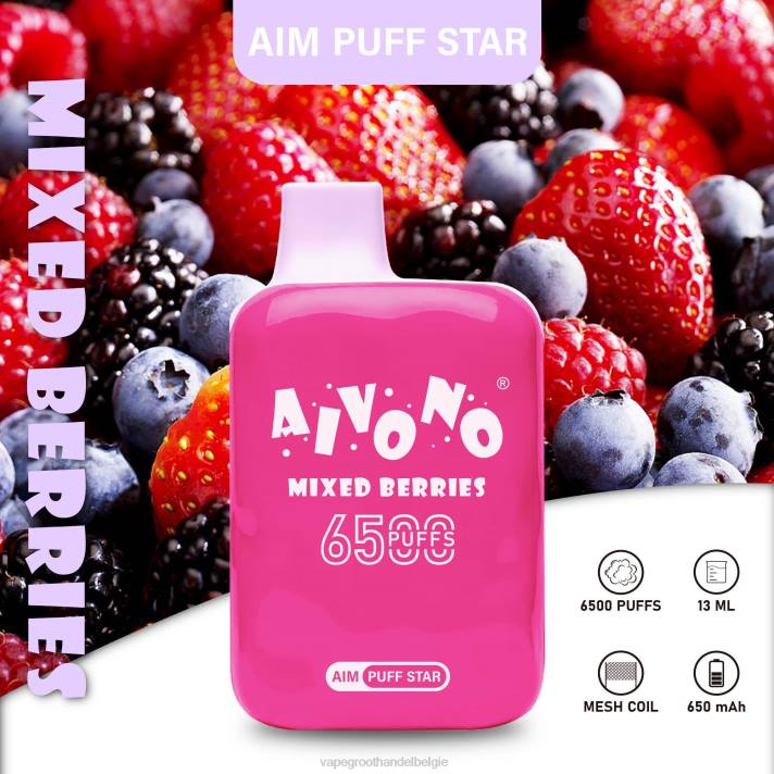 Elektronische Sigaret Zonder Nicotine - Aivono AIM PUFF STAR 6500 gemengde bessen V244290