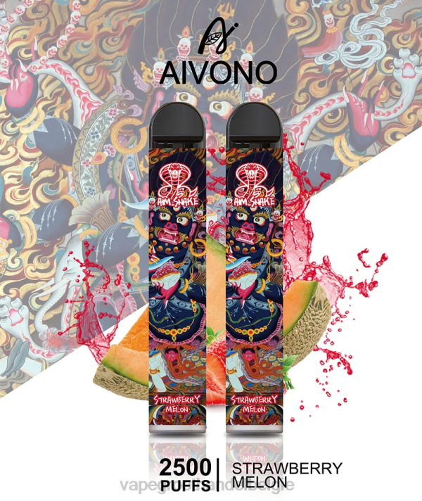 Elektronische Sigaret Zonder Nicotine - Aivono AIM SNAKE 2500 aardbei meloen V244320