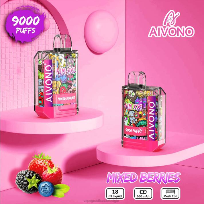 Dampen Belgie - Aivono AIM XXL 9000 mondsticker transparant gemengde bessen V24451