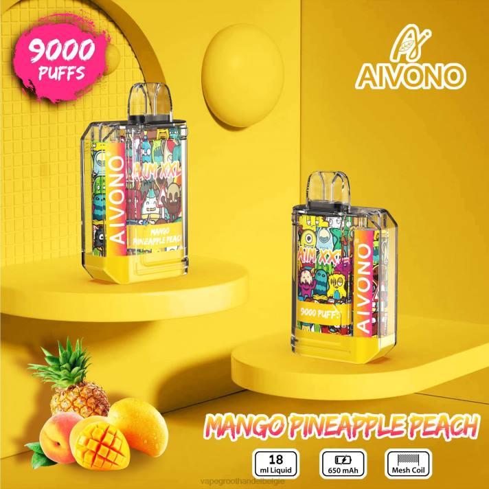 Elektronische Sigaret Winkel - Aivono AIM XXL 9000 mondsticker transparant mango ananas perzik V24449