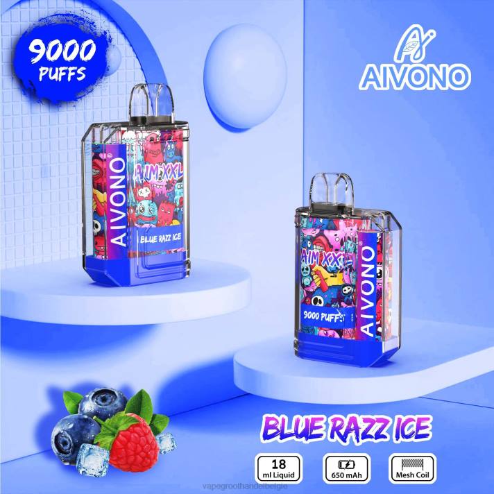 Vape Groothandel België - Aivono AIM XXL 9000 mondsticker transparant blauw razz-ijs V24454