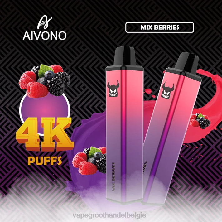 Elektronische Sigaret Zonder Nicotine - Aivono AIM FREAK 4000 gemengde bessen V244260