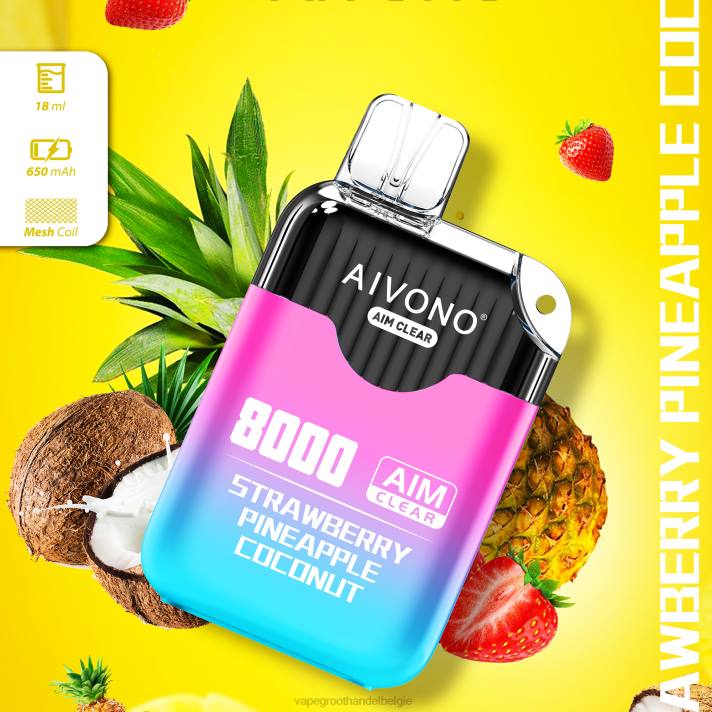 Crystal Vape Groothandel Belgie - Aivono AIM CLEAR 8000 aardbei ananas kokosnoot V244207