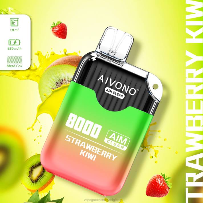 Elektronische Sigaret Zonder Nicotine - Aivono AIM CLEAR 8000 aardbei-kiwi V244210