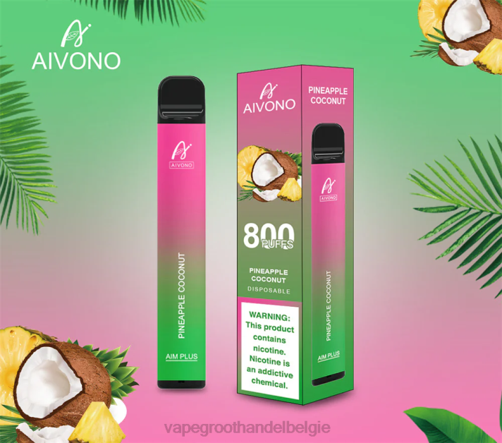 Elektronische Sigaret Zonder Nicotine - Aivono AIM PLUS 800 ananas kokosnoot V244200