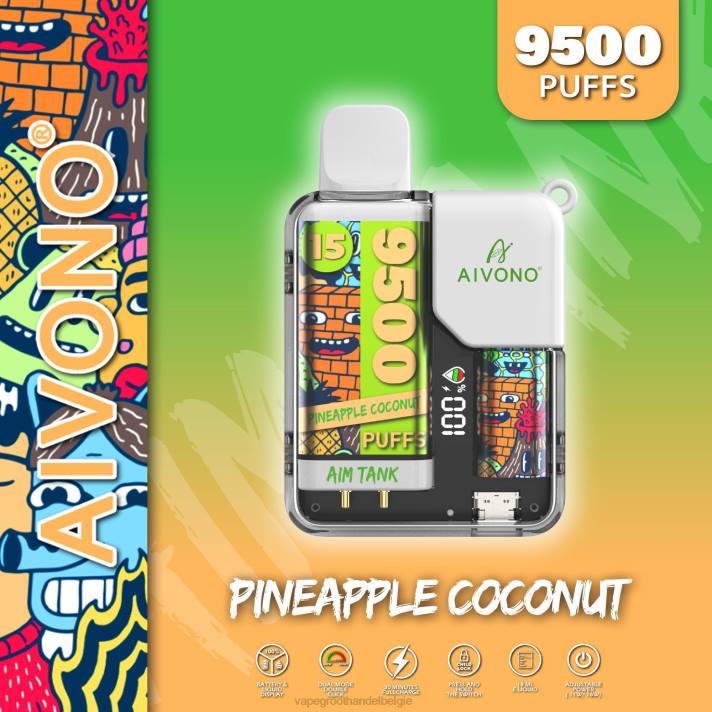 Elektronische Sigaret Zonder Nicotine - Aivono AIM TANK 9500 ananas kokosnoot V24440