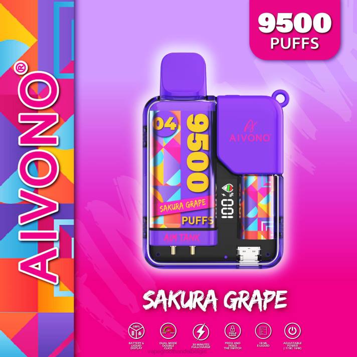 Groothandel Vape Wegwerp - Aivono AIM TANK 9500 Sakura-druif V24436