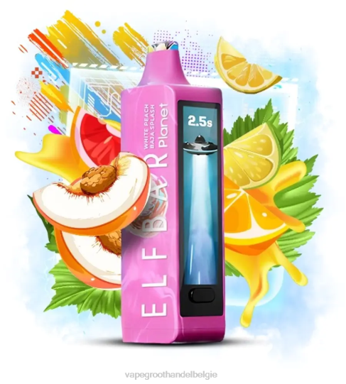 Elektronische Sigaret Zonder Nicotine - Elf Bar Planet 25000 witte perzik baja splash TPDT620
