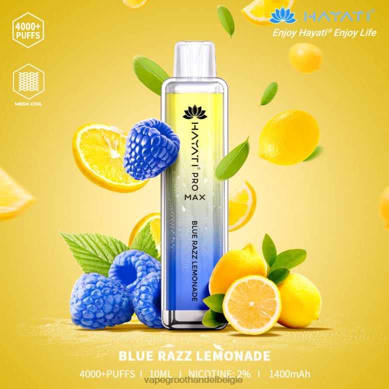 blauwe razz-limonade - elektronische sigaret zonder nicotine 0284V149 Hayati Pro Max 4000