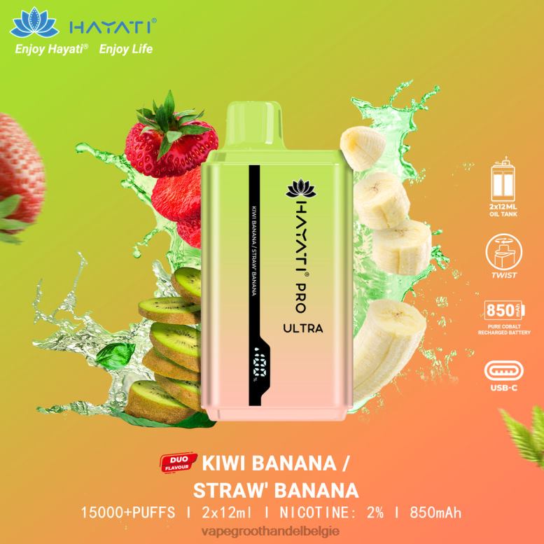 Kiwi banaan/aardbei banaan - elektronische sigaret wegwerp 0284V227 Hayati Pro Ultra