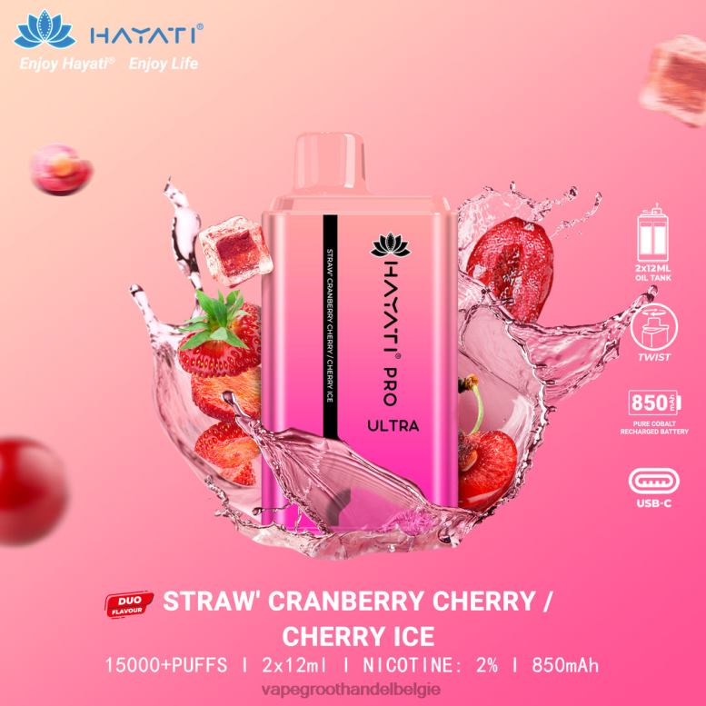 aardbei cranberry kers-kers ijs - crystal vape groothandel Belgie 0284V230 Hayati Pro Ultra