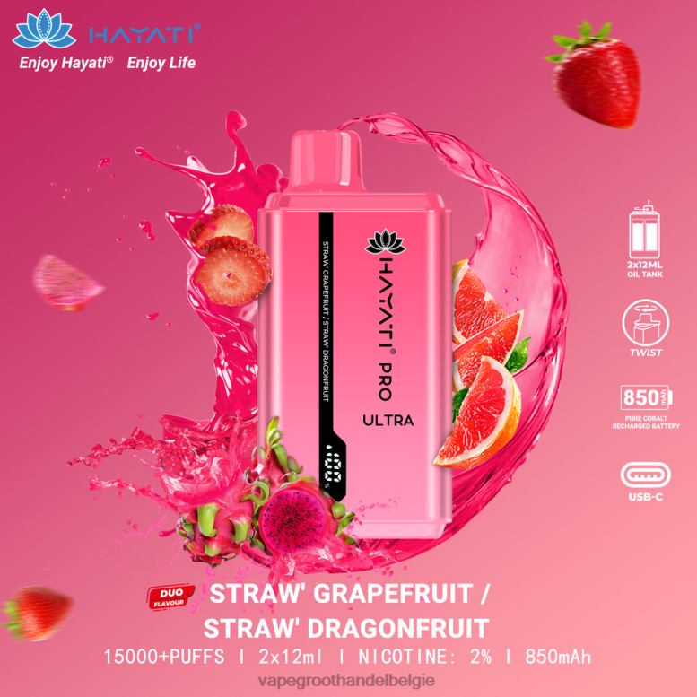 aardbei-grapefruit/aardbei-drakenfruit - groothandel vape wegwerp 0284V231 Hayati Pro Ultra