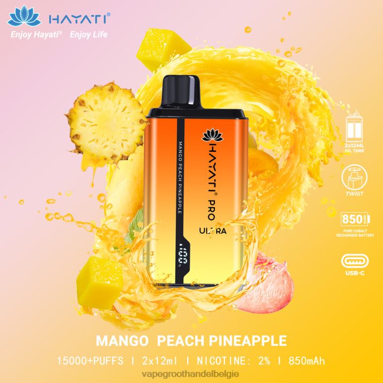 mango perzik ananas - elektronische sigaret zonder nicotine 0284V209 Hayati Pro Ultra