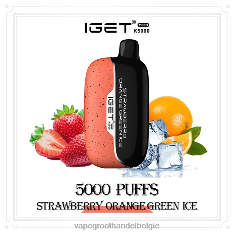 IGET Moon k5000 aardbei oranje groen ijs V0X4J12 - Vape Groothandel Inkoop