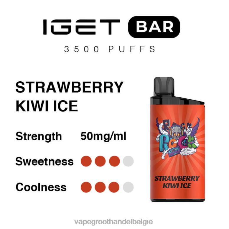 aardbei-kiwi-ijs - crystal vape groothandel Belgie 0284V90 IGET BAR 3500 5% nicotine