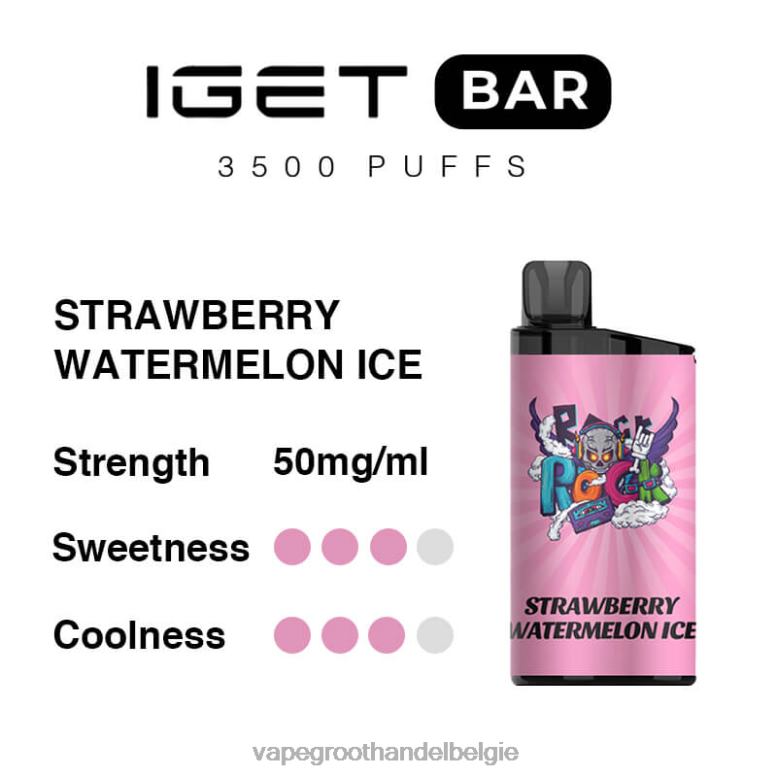 aardbei watermeloen ijs - elektronische sigaret zonder nicotine 0284V89 IGET BAR 3500 5% nicotine