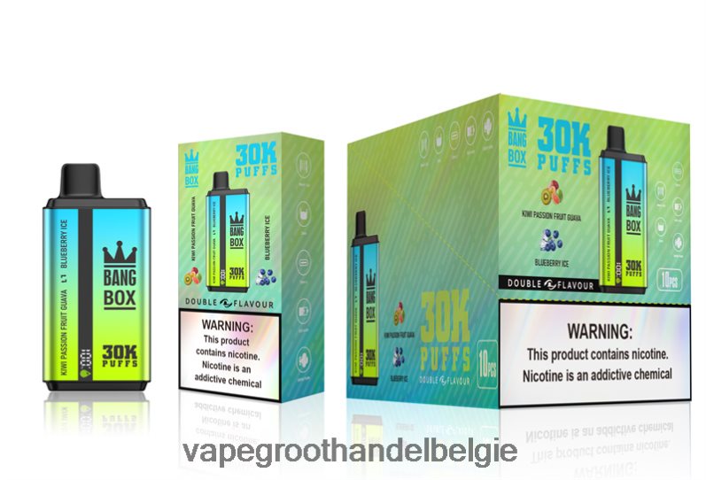 Bang Box 30.000 soesjes dubbele smaken Kiwi-passievrucht-guave en bosbessenijs Crystal Vape Groothandel Belgie - 42ZRB665
