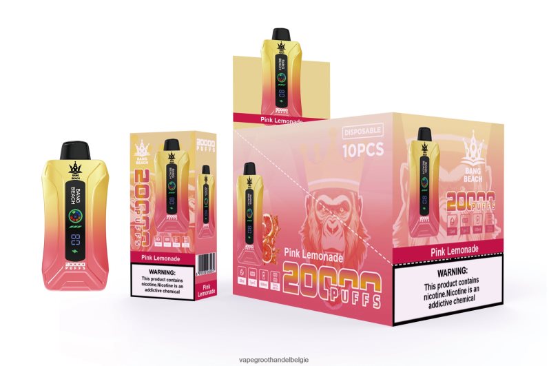 Bang Beach 20.000 trekjes slimme schermvape roze limonade Vape Groothandel België - 42ZRB64