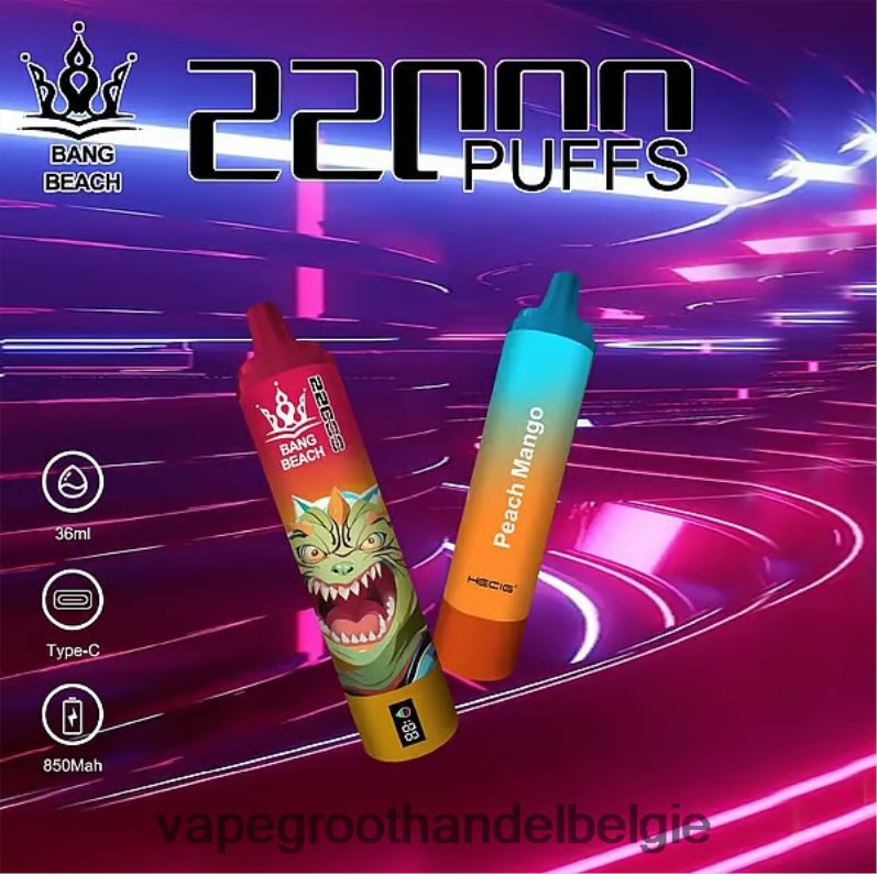 Bang Beach 22000 trekjes slim scherm perzik-mango Vape Groothandel België - 42ZRB624