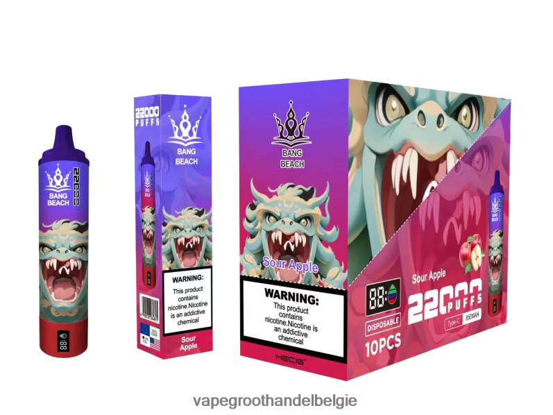 Bang Beach 22000 trekjes slim scherm zure appel Vape Groothandel Inkoop - 42ZRB613