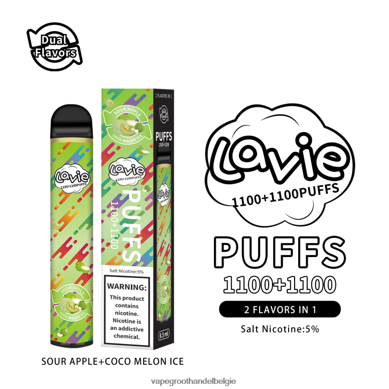 Crystal Vape Groothandel Belgie - LAVIE BAR Switch 2200 trekjes zure appel/kokosmeloen ijs F20N42297