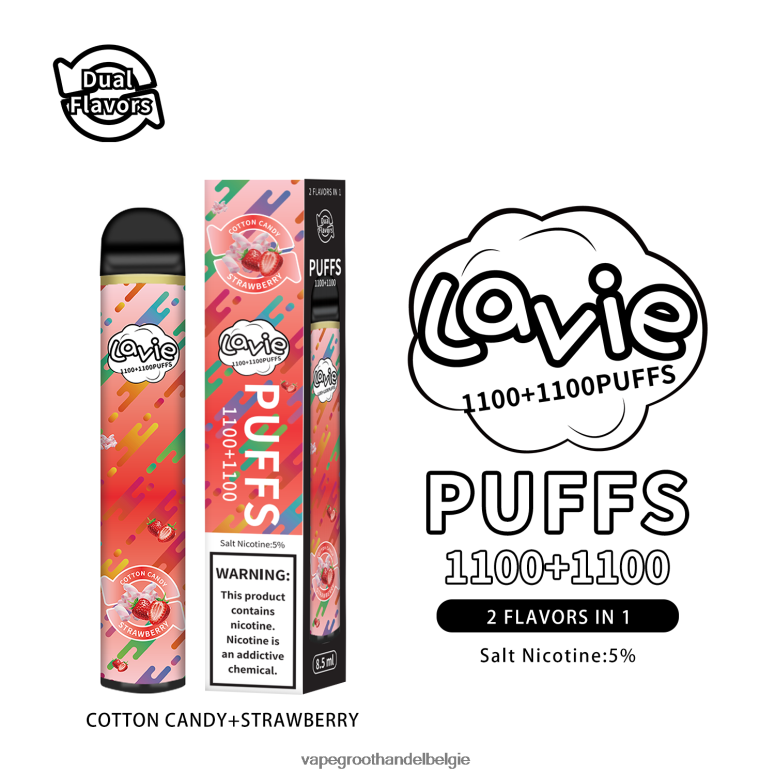 Vape Groothandel Inkoop - LAVIE BAR Switch 2200 trekjes suikerspin/aardbei F20N42293