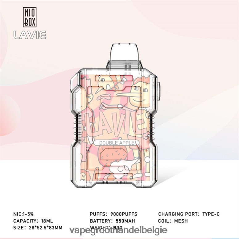 Vape Groothandel Elf Bar - LAVIE NIO BOX 9000 trekjes dubbele appel F20N42195