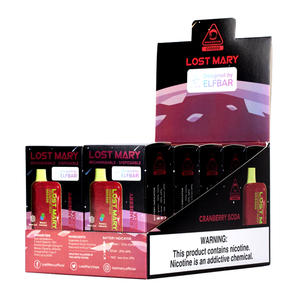 cranberry frisdrank - elektronische sigaret zonder nicotine 0284V109 LOST MARY OS5000