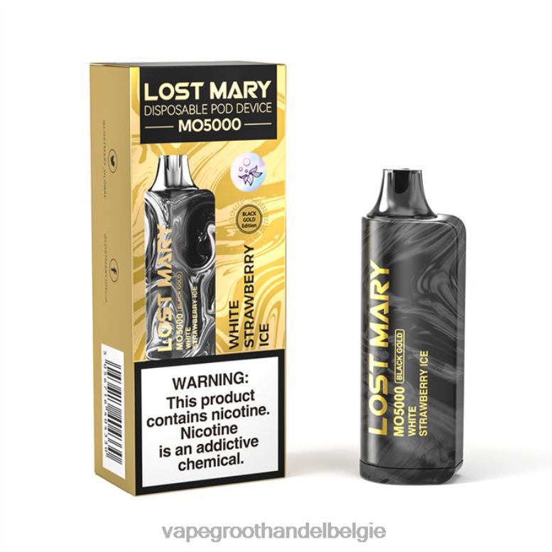 wit aardbeienijs - elektronische sigaret wegwerp 0284V347 LOST MARY MO5000 zwart goud 10ml