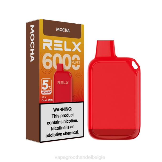 RELX Crush Pocket 6000 5% hoge nic mokka PLHV25 Crystal Vape Groothandel Belgie