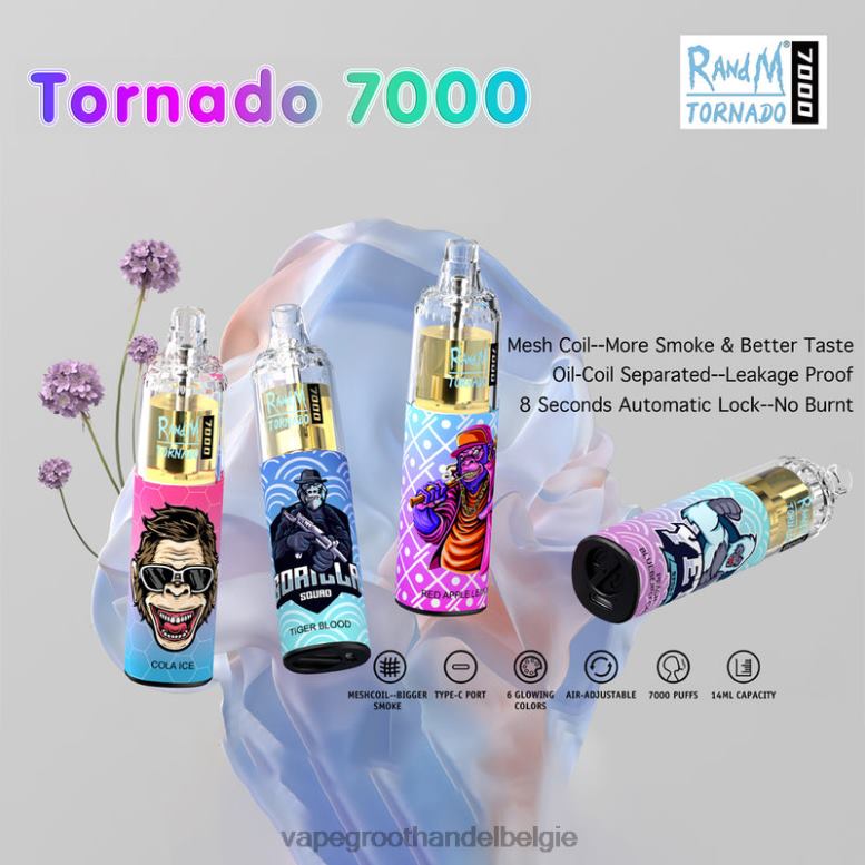 wegwerpbaar - groothandel vape wegwerp 0284V1 RandM Tornado 7000 5%